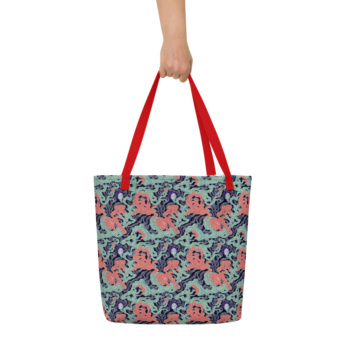 Large Tote Bag w/ Pocket - Cosmic Coral