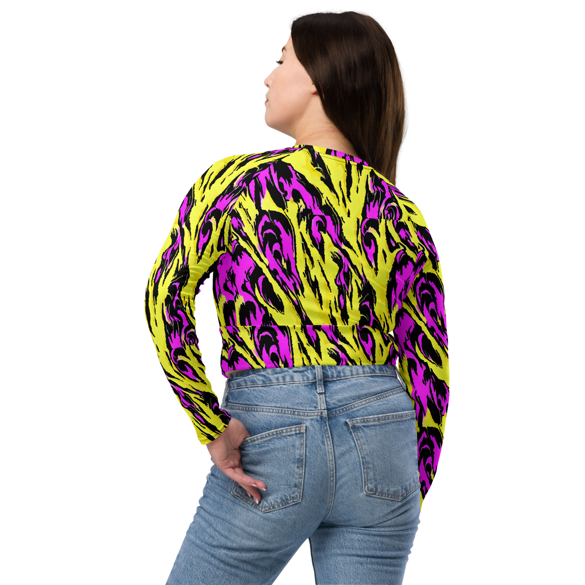 Long Sleeve Crop Top - Neon Savanna