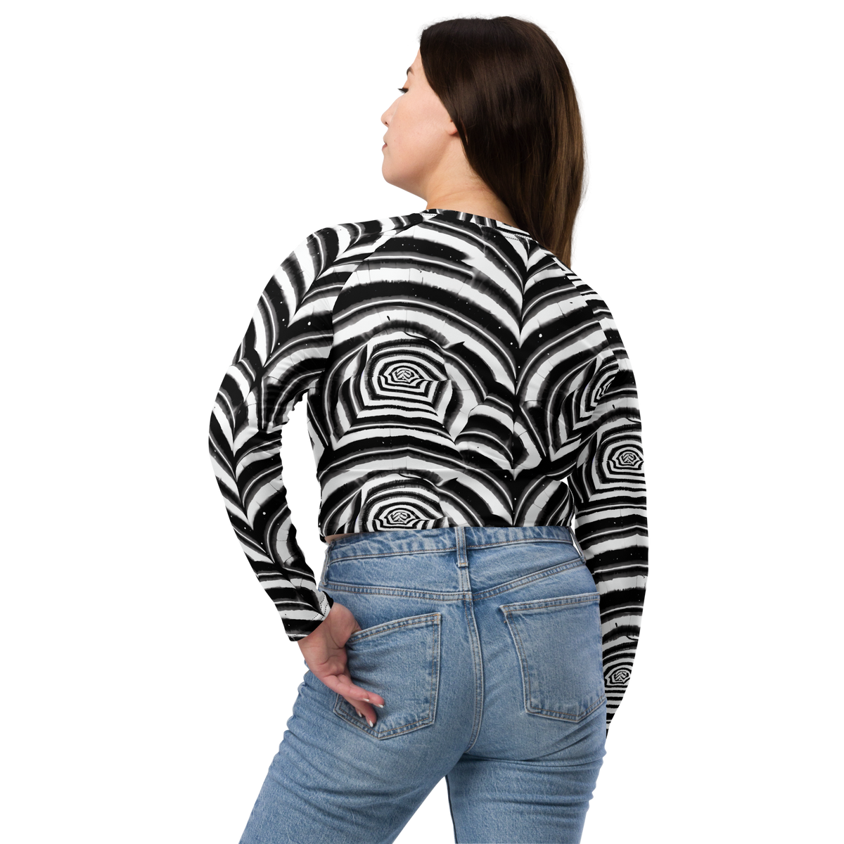 Long Sleeve Crop Top - Dupain Swirl