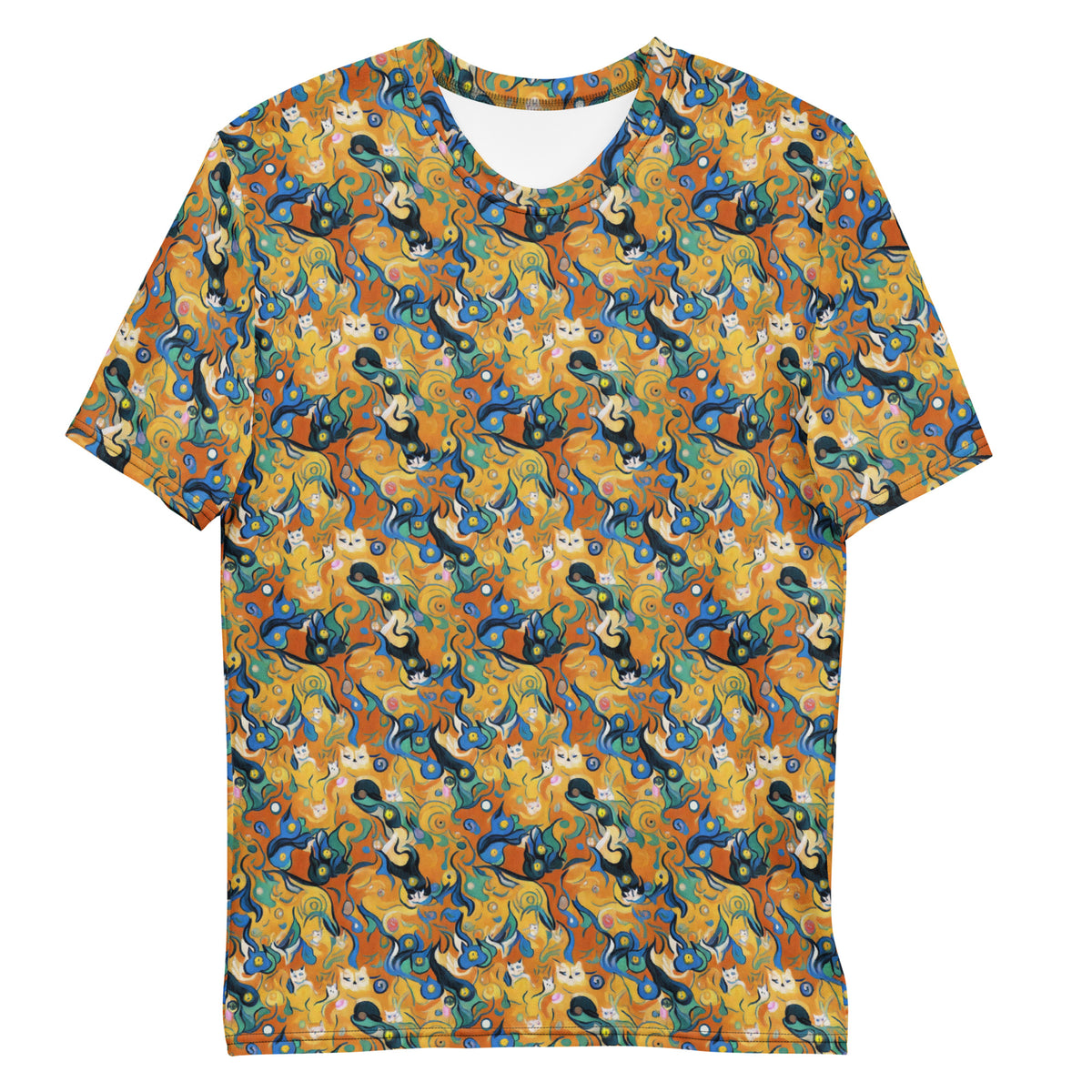Men's Crew Neck T-Shirt - Whimsical Feline Dance