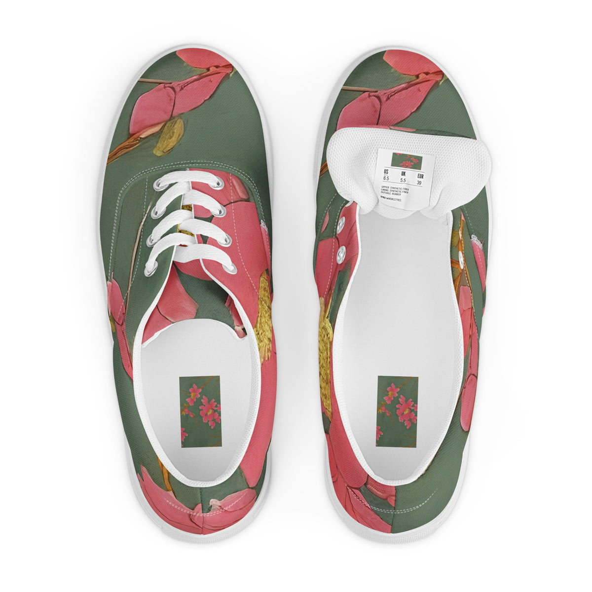 Men's Lace-Up Canvas Shoes - Petal Symphony