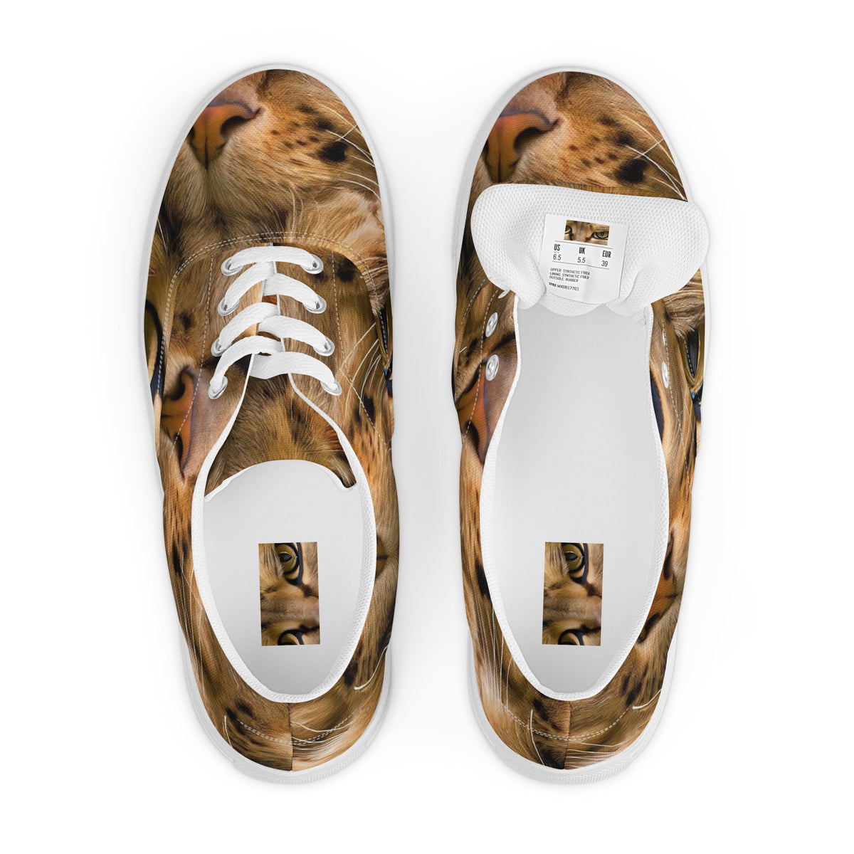 Women's Lace-Up Canvas Shoes - Feline Whisper
