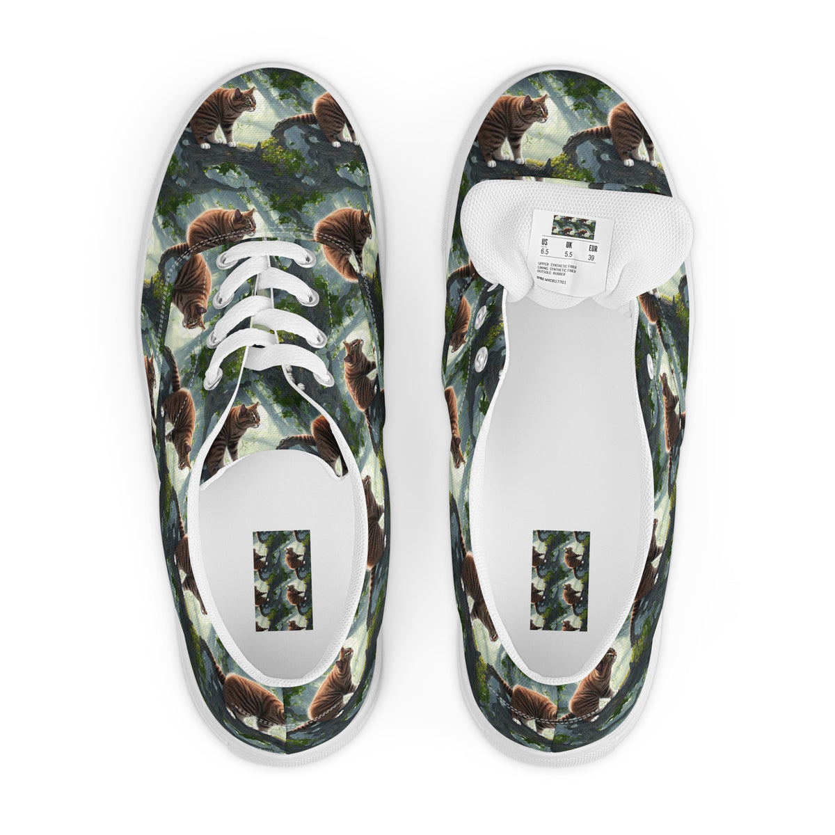 Women's Lace-Up Canvas Shoes - Whiskered Enigma