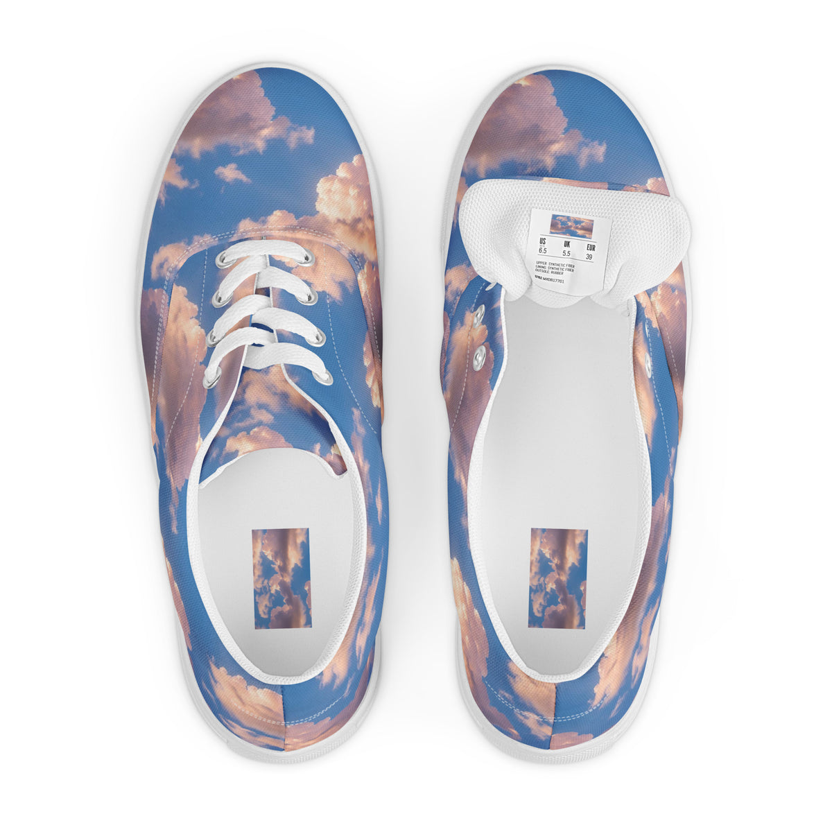 Men's Lace-Up Canvas Shoes - Cotton Candy Skies