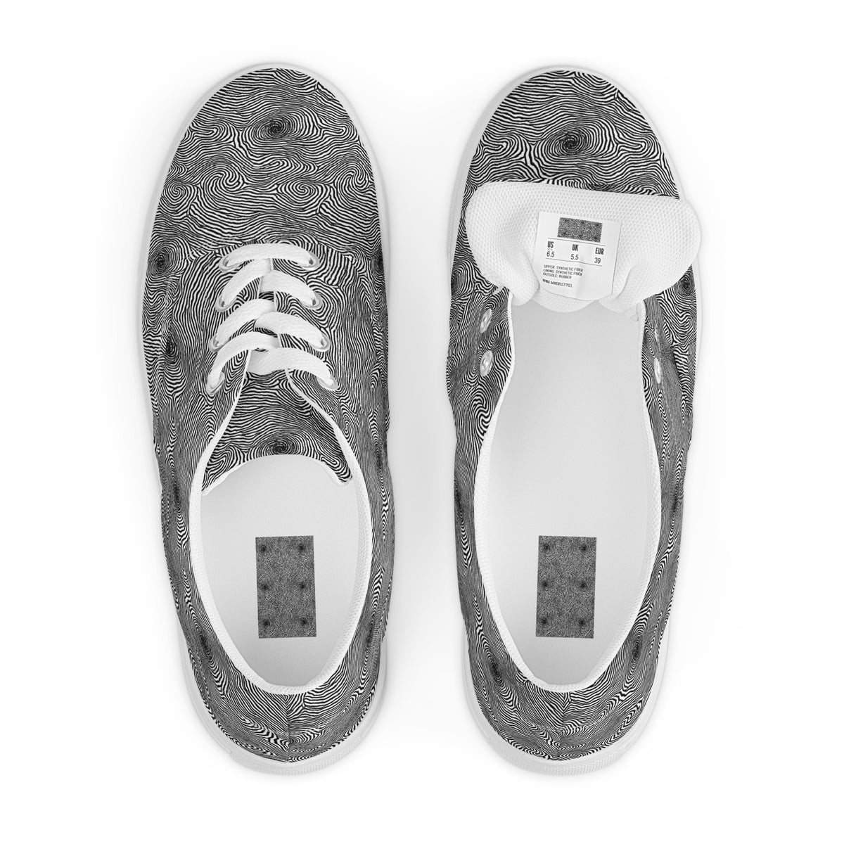 Women's Lace-Up Canvas Shoes - Black And White Rhapsody