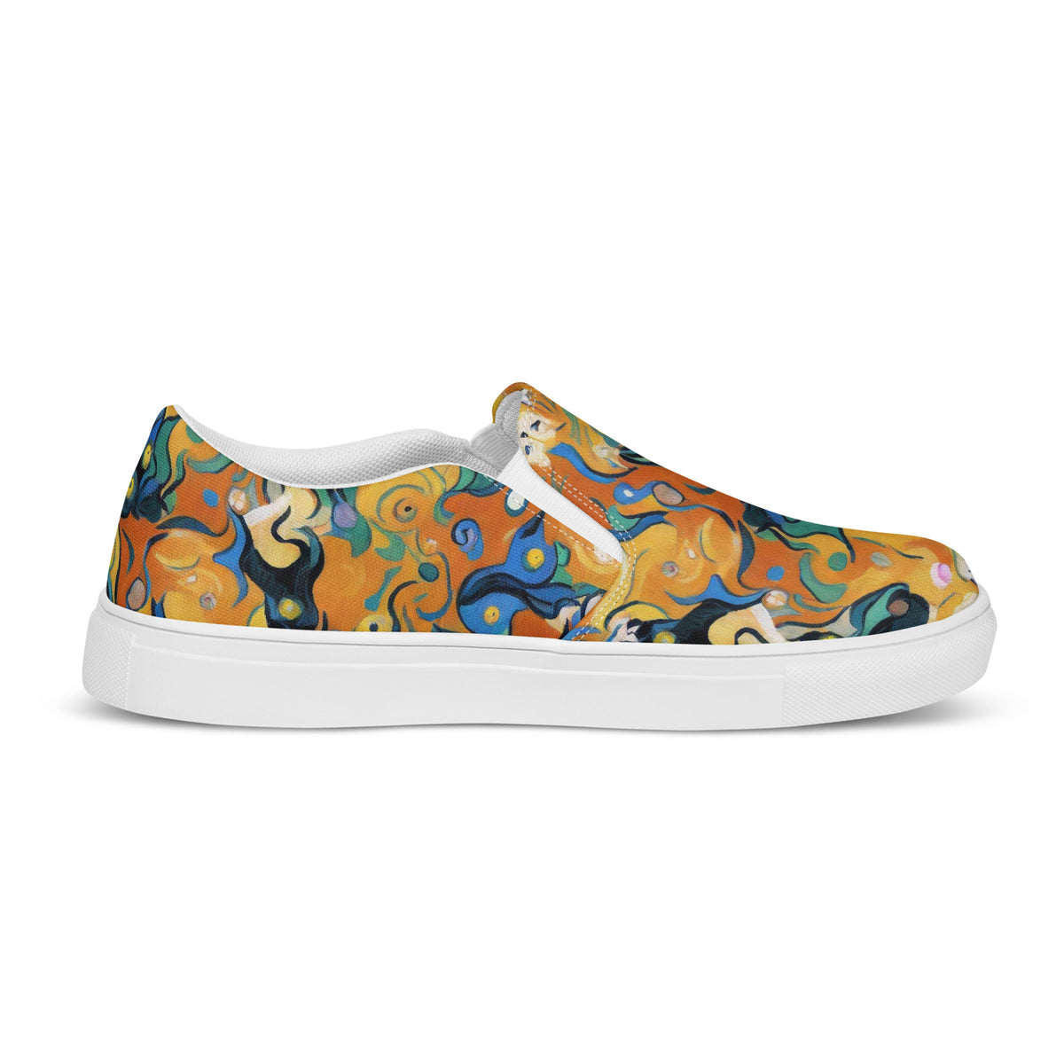 Women's Slip-On Canvas Shoes - Whimsical Feline Dance