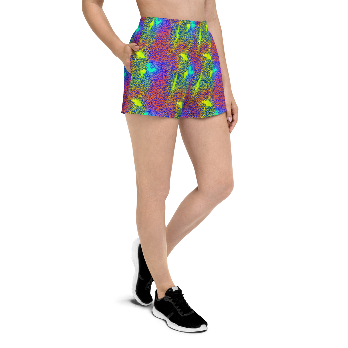 Women’s Athletic Shorts - Prismatic Web