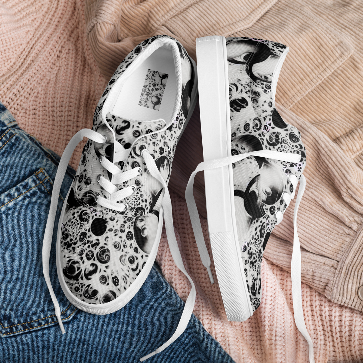 Men's Lace-Up Canvas Shoes - Crater Swirl