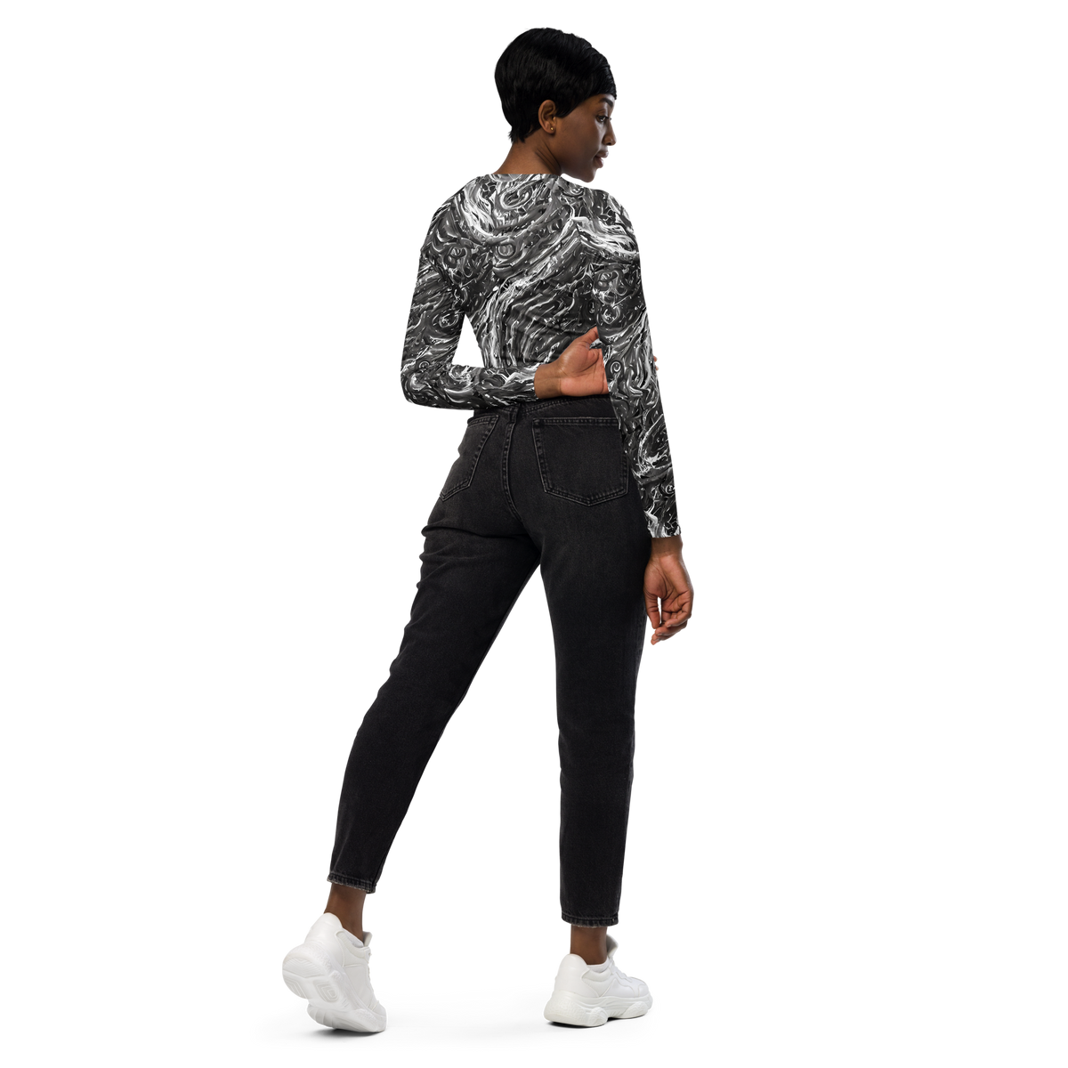 Long Sleeve Crop Top - Nebulous Night
