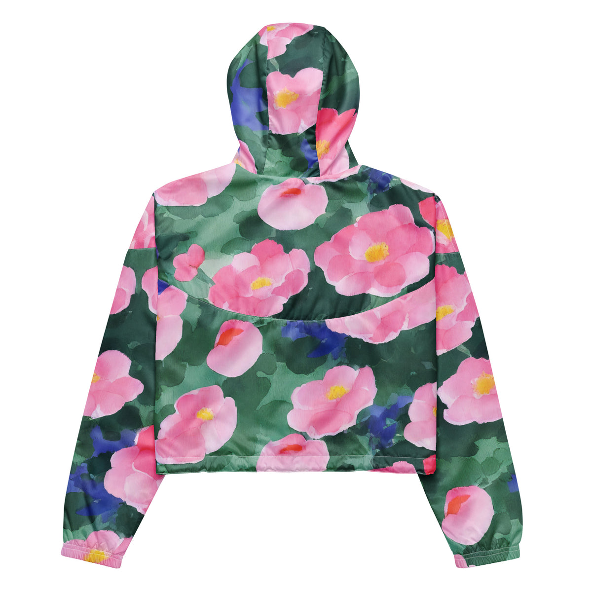 Women's Cropped Windbreaker - Pink Blossom Serenade