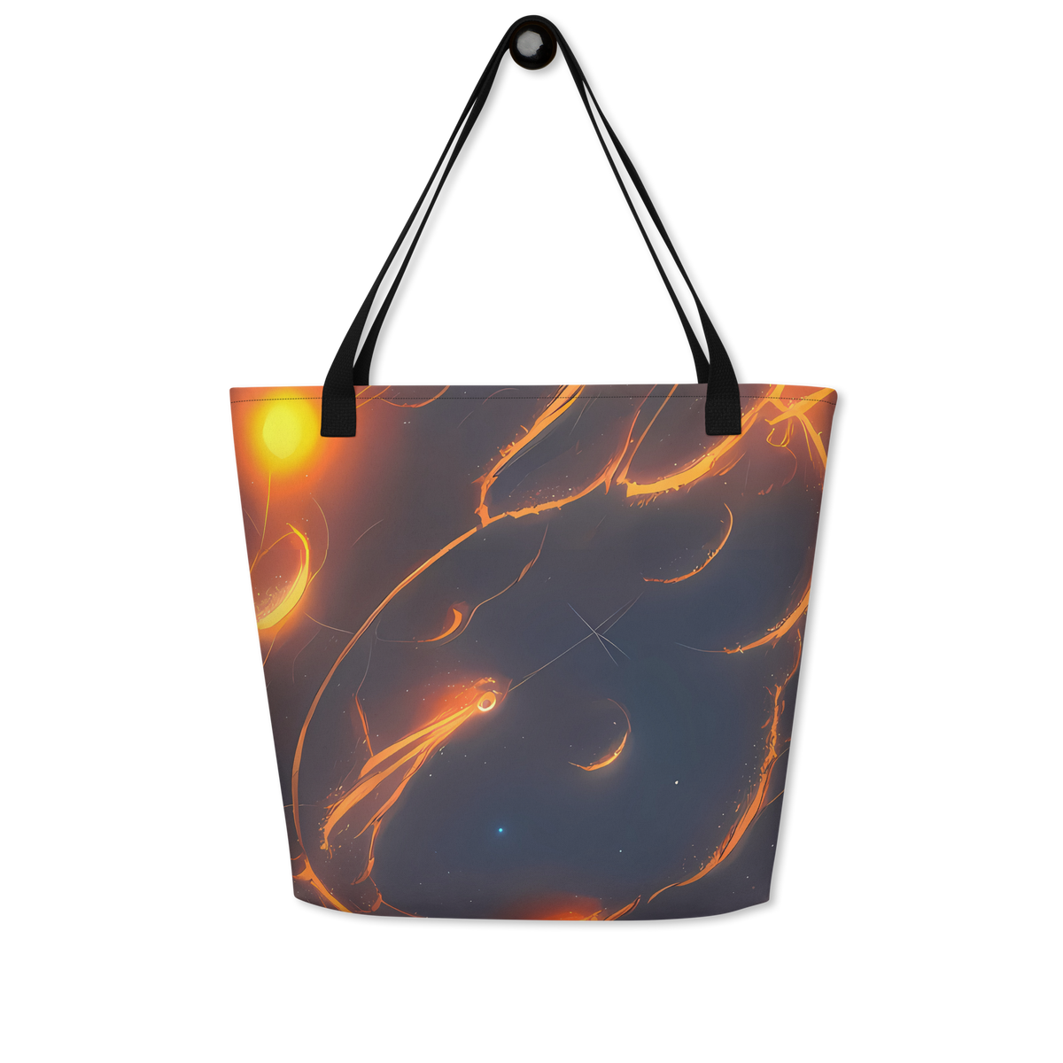 Large Tote Bag w/ Pocket - Inferno Spirals