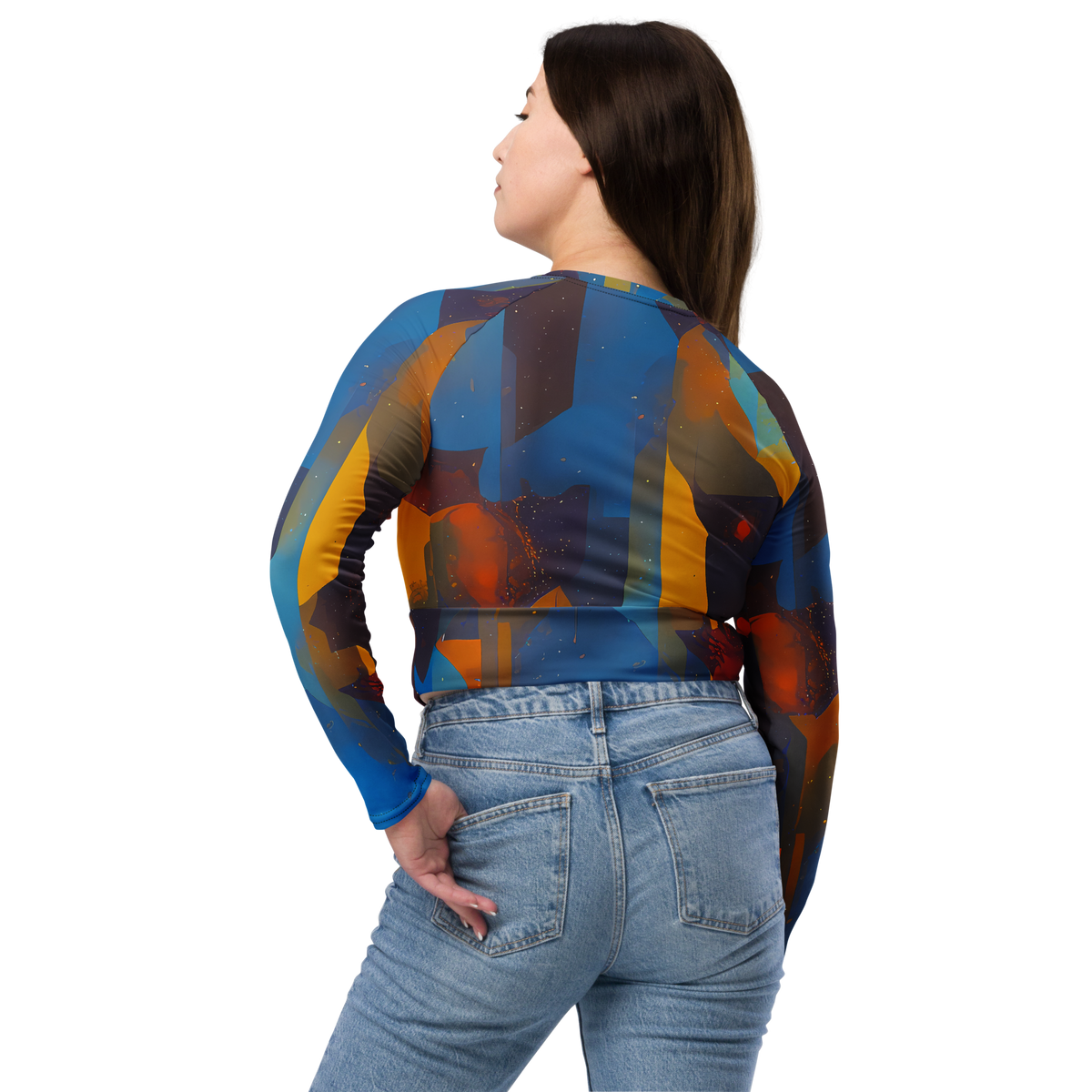 Long Sleeve Crop Top - Cubist Dusk