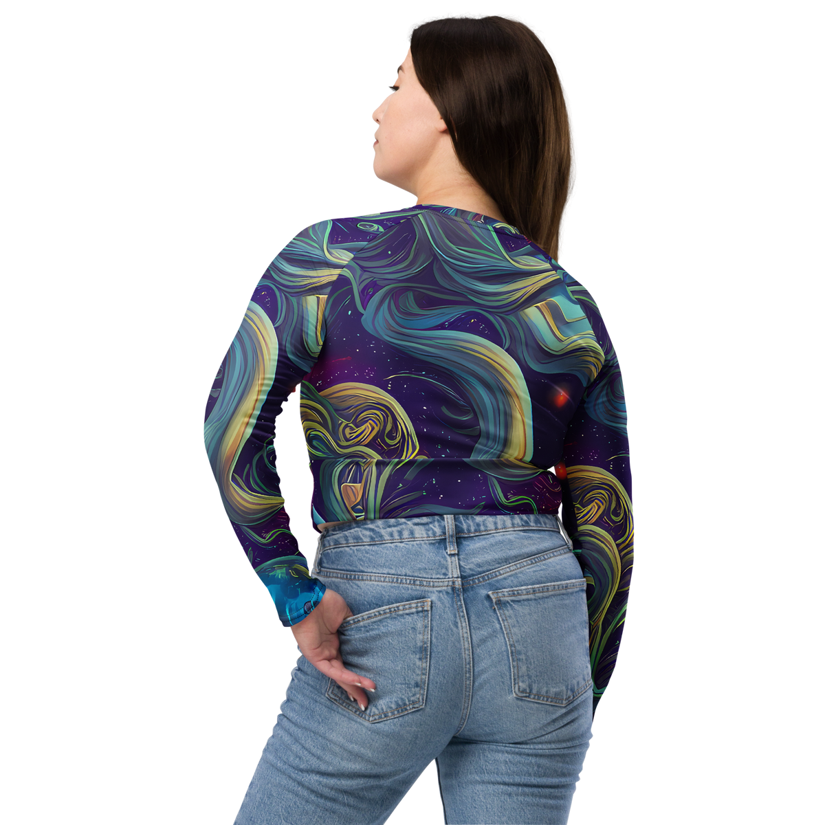 Long Sleeve Crop Top - Stellar Waves