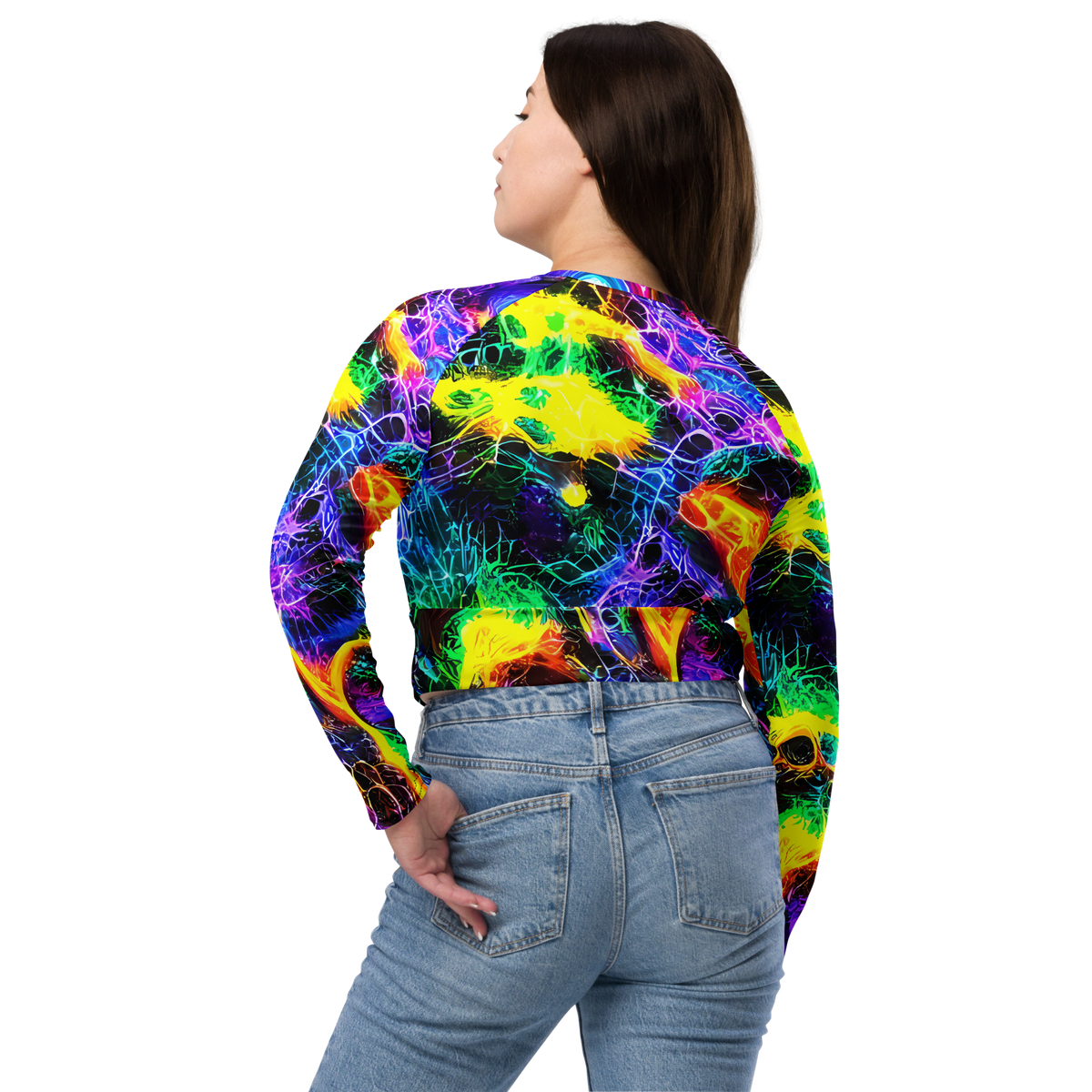 Long Sleeve Crop Top - Vivid Veil
