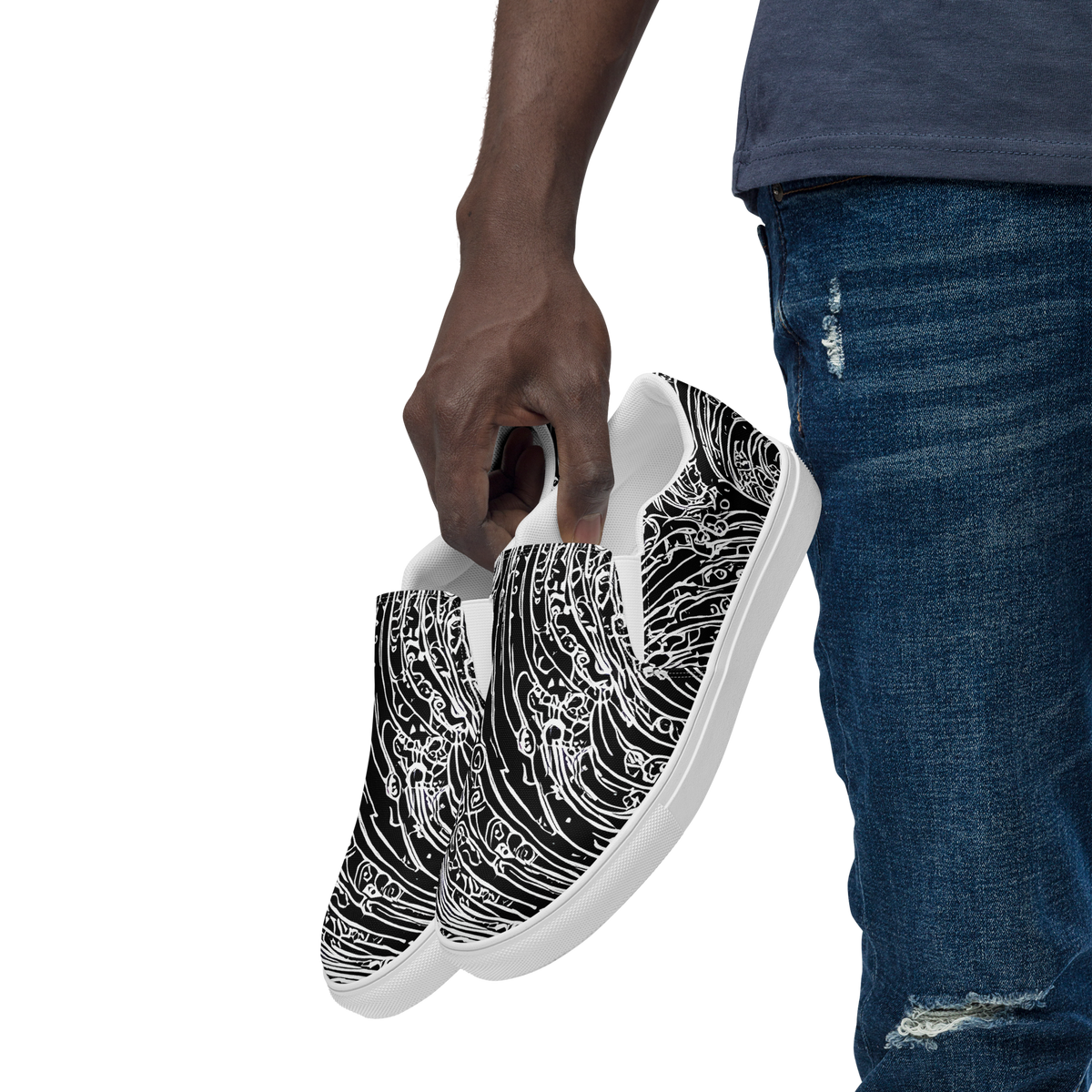 Men's Slip-On Canvas Shoes - Stellar Tsunami