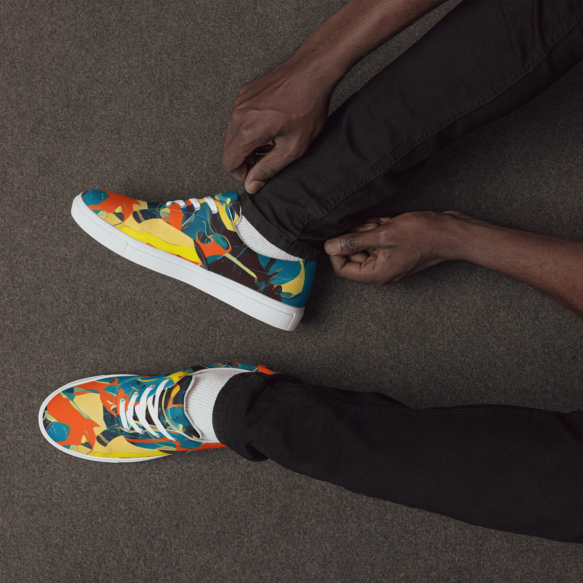 Men's Lace-Up Canvas Shoes - Abstract Tango