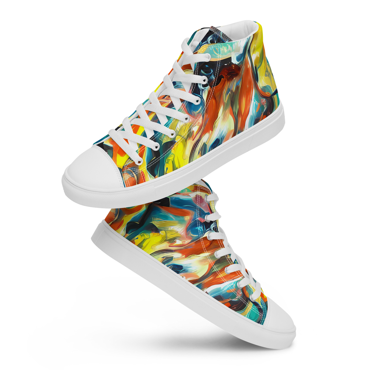 Women's High Top Canvas Shoes - Chromatic Vortex