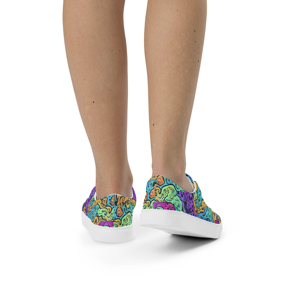 Women's Lace-Up Canvas Shoes - Intergalactic Graffiti