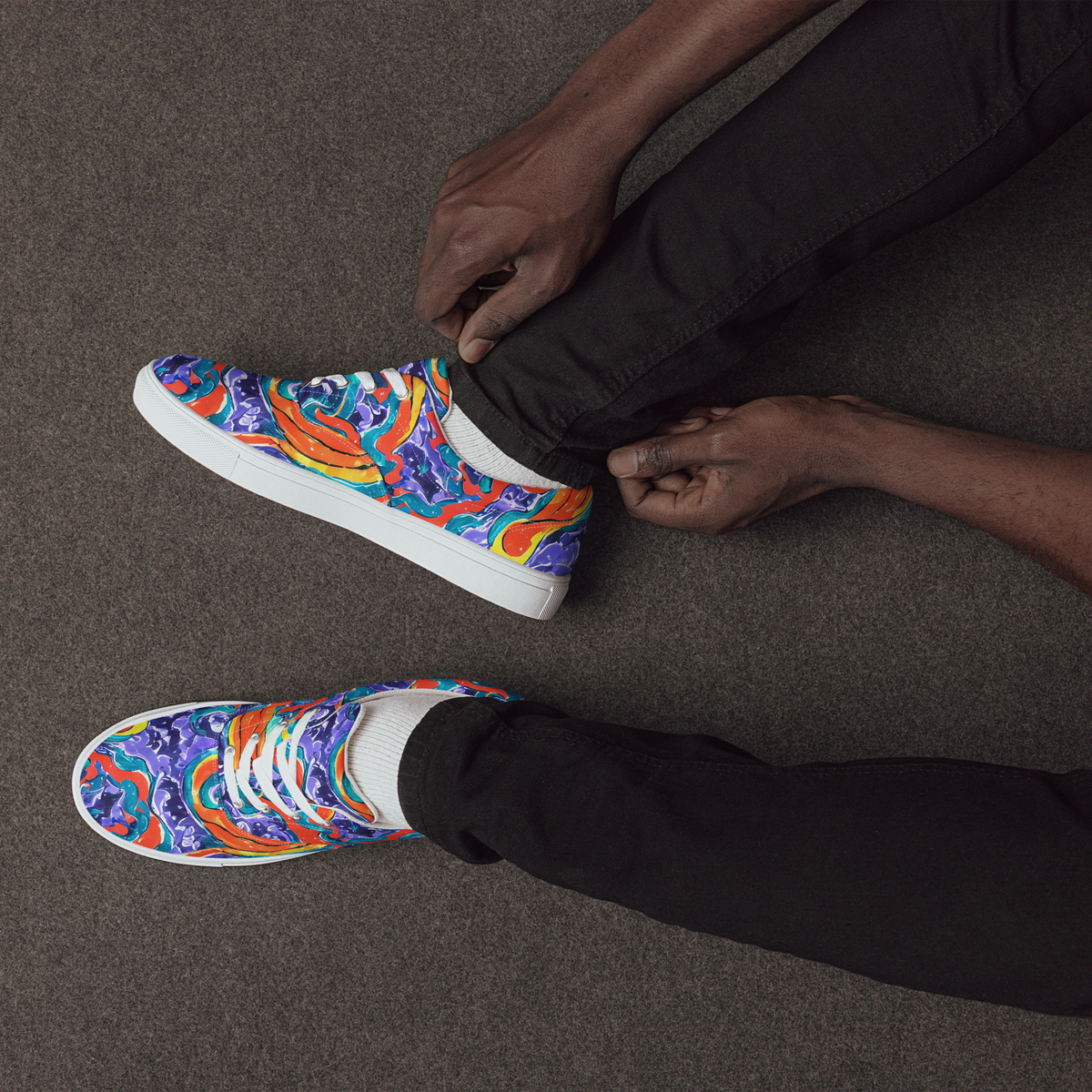 Men's Lace-Up Canvas Shoes - Galactic Waves