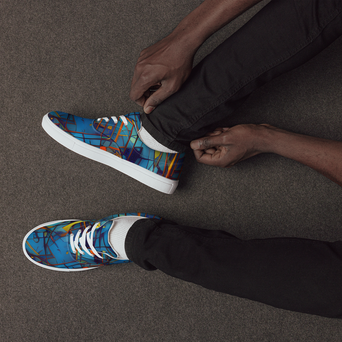 Men's Lace-Up Canvas Shoes - Abstract Eddy