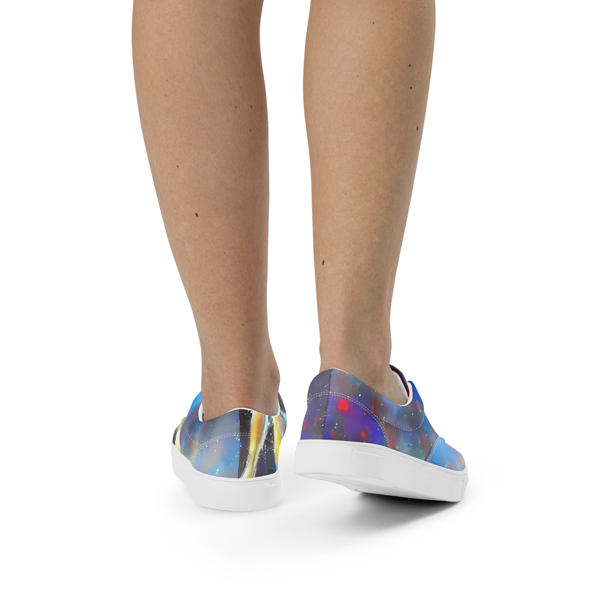 Women's Lace-Up Canvas Shoes - Impressionist Drift