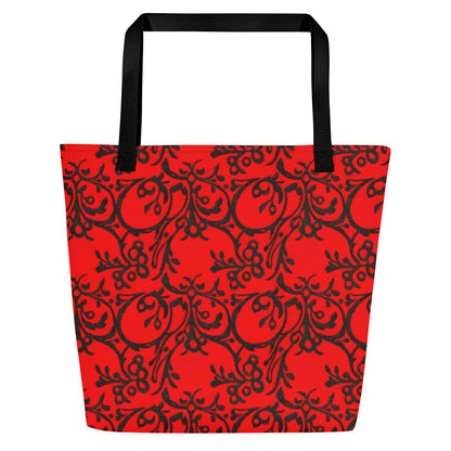 Large Tote Bag w/ Pocket - Scarlet Enigma