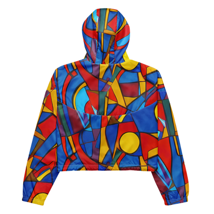 Women's Cropped Windbreaker - Mondrian Maze