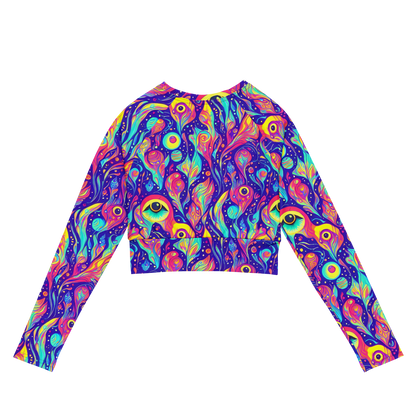 Long Sleeve Crop Top - Mystic Petal Dance