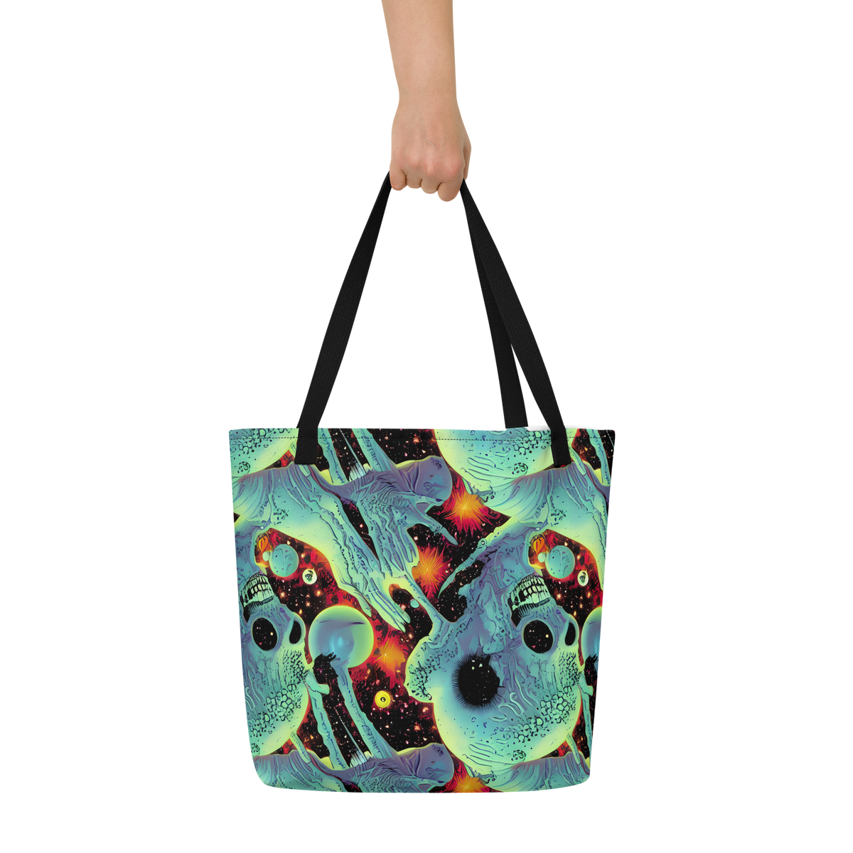 Large Tote Bag w/ Pocket - Galactic Grotesque