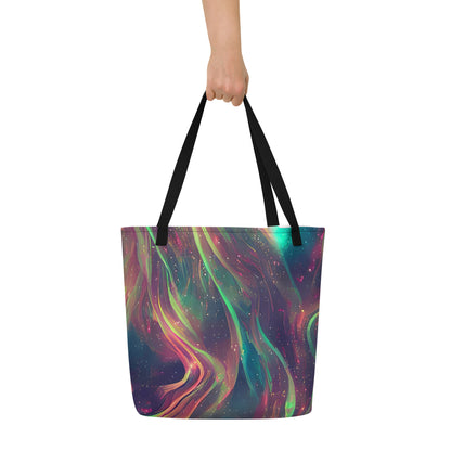 Large Tote Bag w/ Pocket - Temple Wave