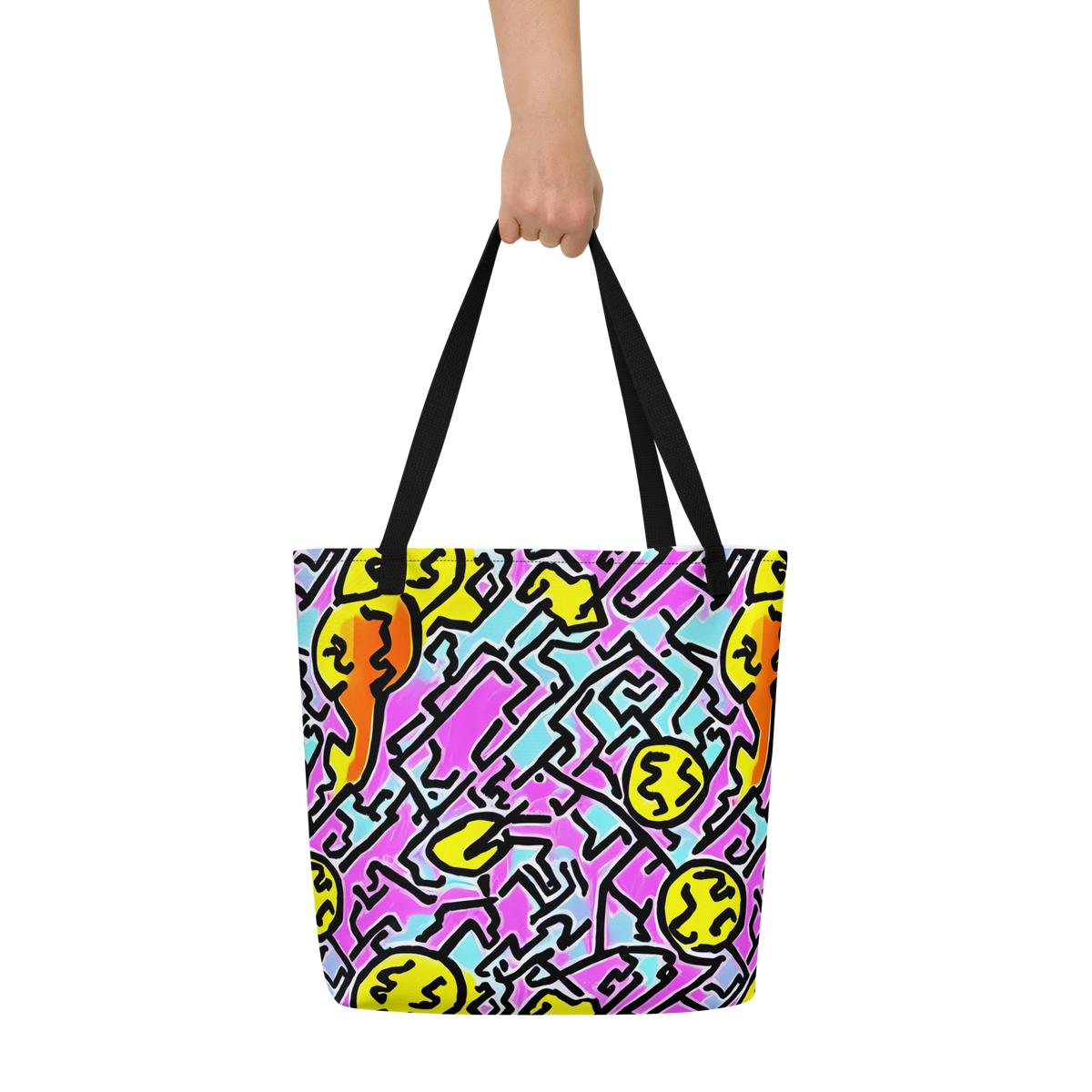Large Tote Bag w/ Pocket - Punk Doodles
