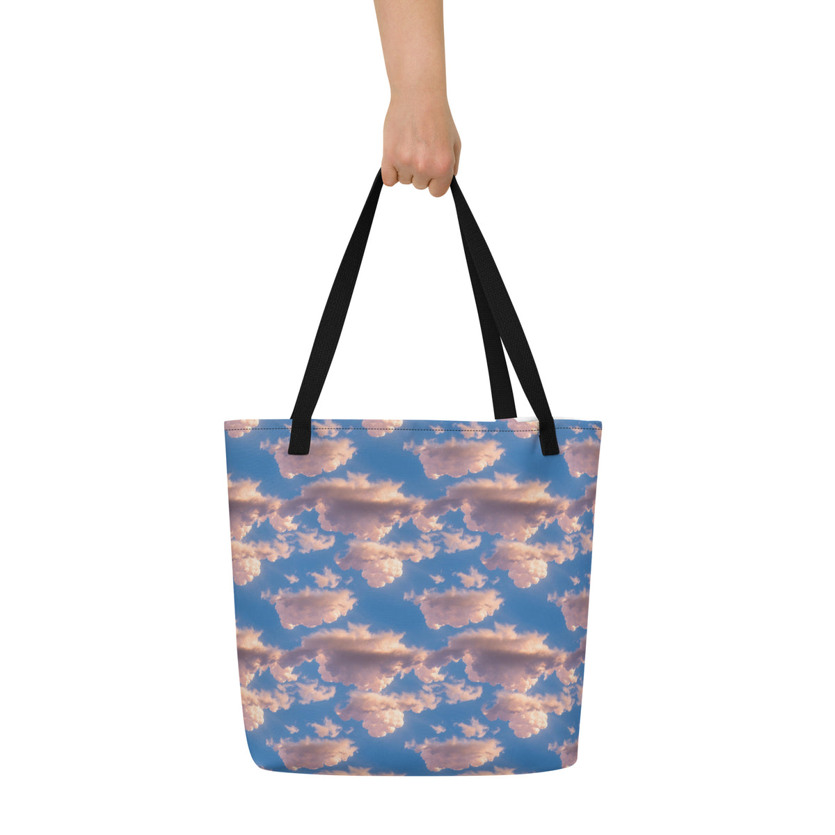 Large Tote Bag w/ Pocket - Cotton Candy Skies
