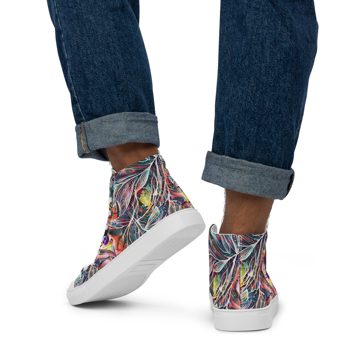 Men's High Top Canvas Shoes - Prismatic Reverie