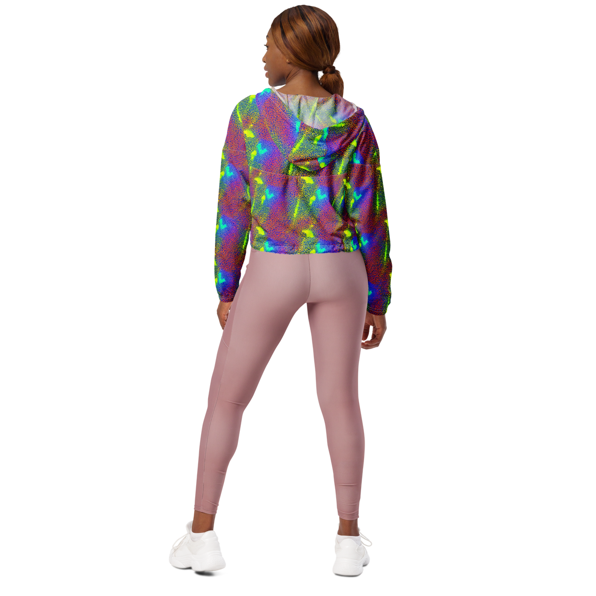 Women's Cropped Windbreaker - Prismatic Web