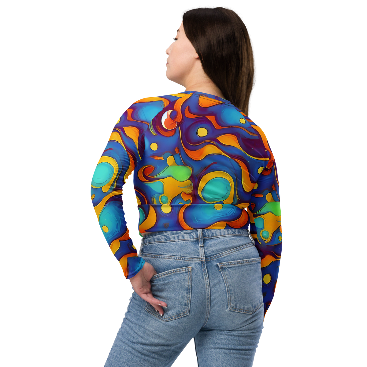 Long Sleeve Crop Top - Pelton Swirl