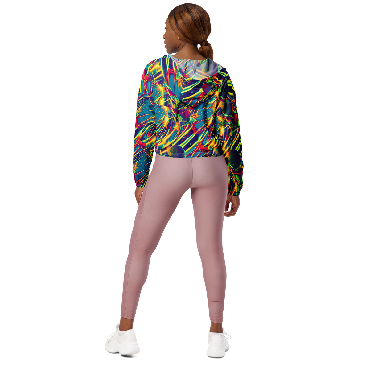 Women's Cropped Windbreaker - Cosmic Inferno