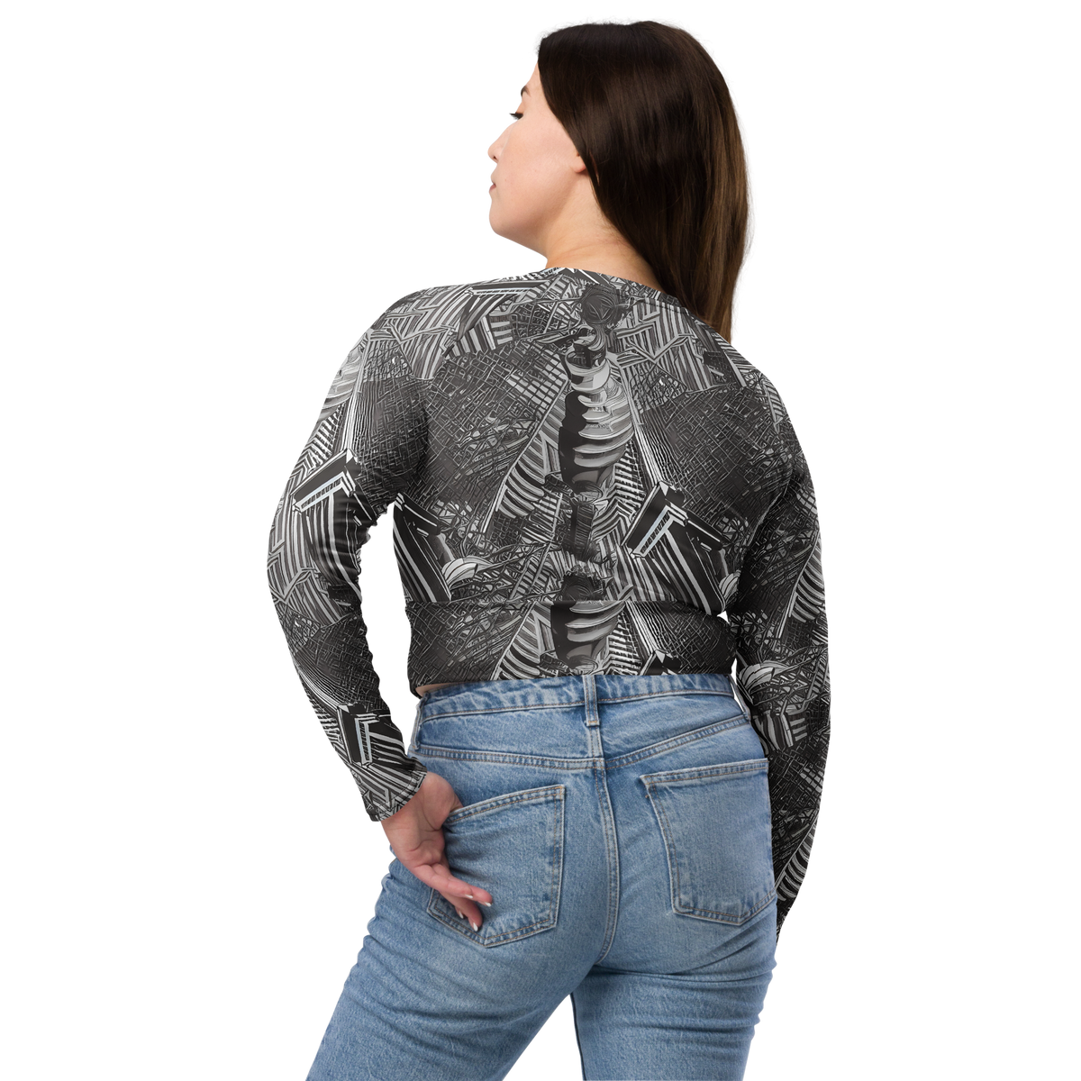 Long Sleeve Crop Top - Piranesi's Web