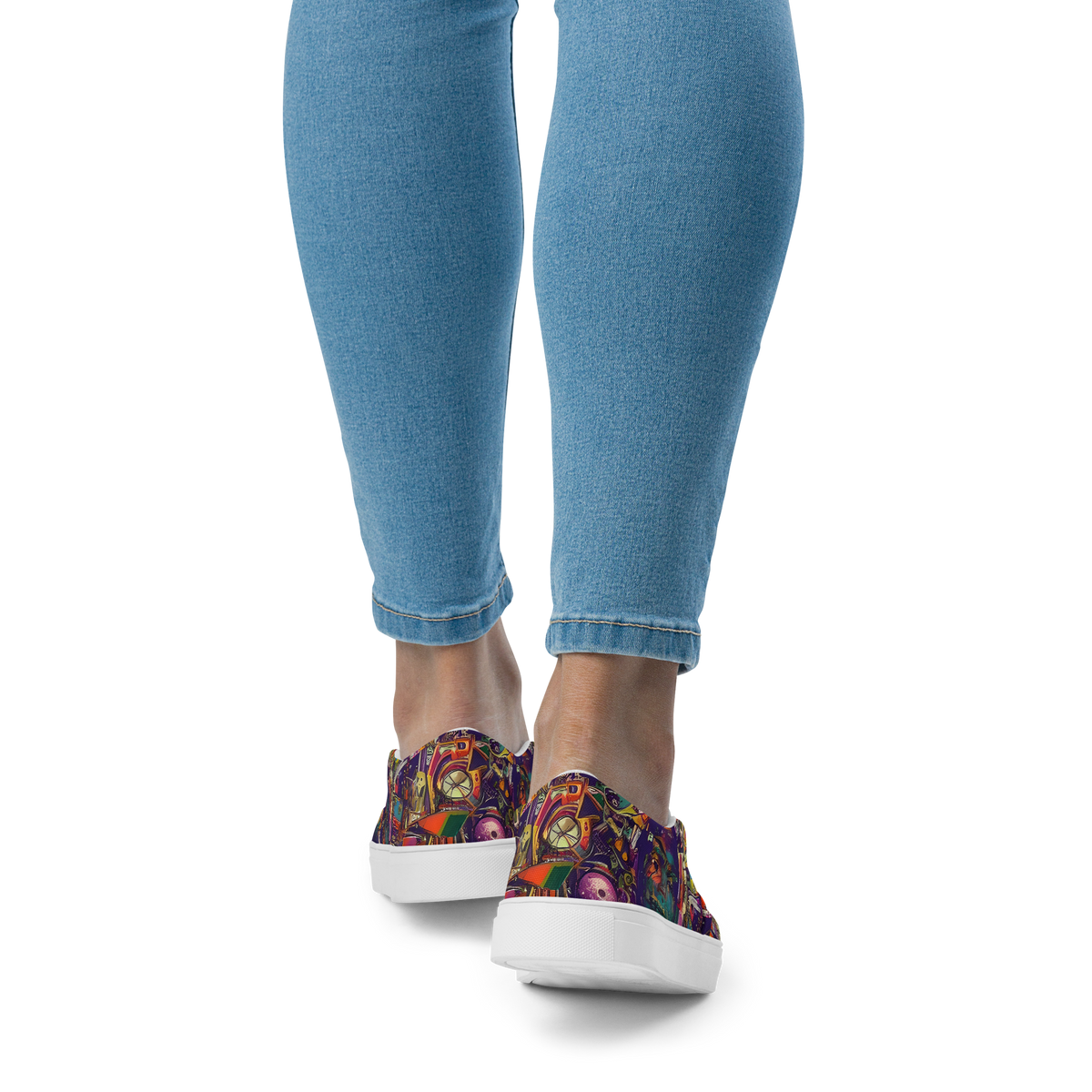 Women's Slip-On Canvas Shoes - Cosmic Collage