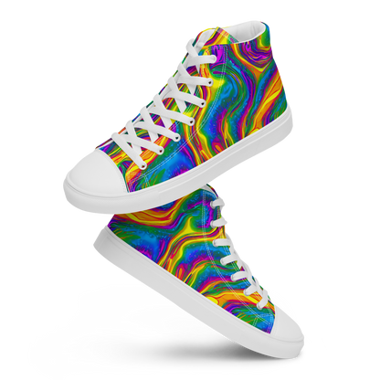 Men's High Top Canvas Shoes - Electric Aurora