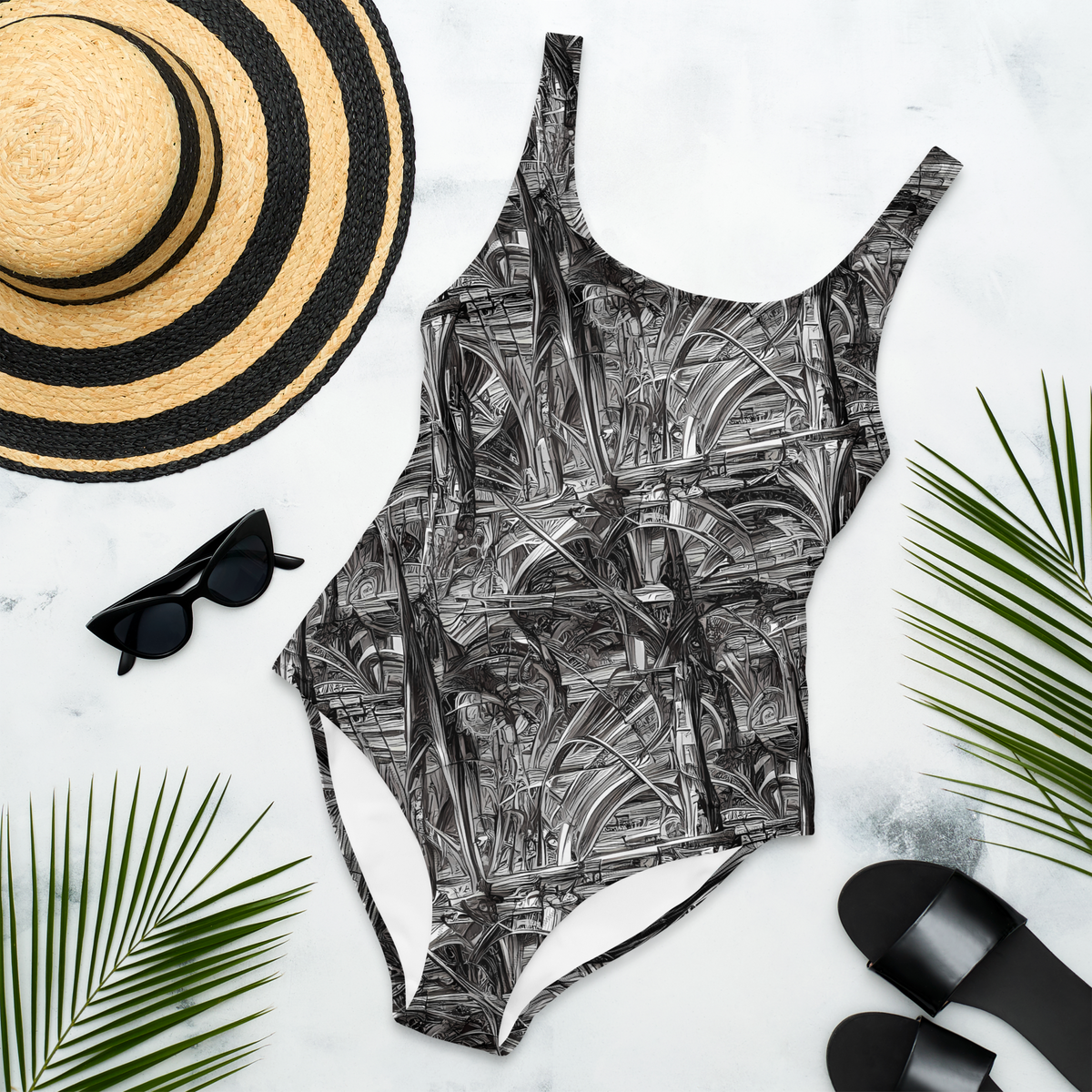 One-Piece Swimsuit - Gothic Whirlwind