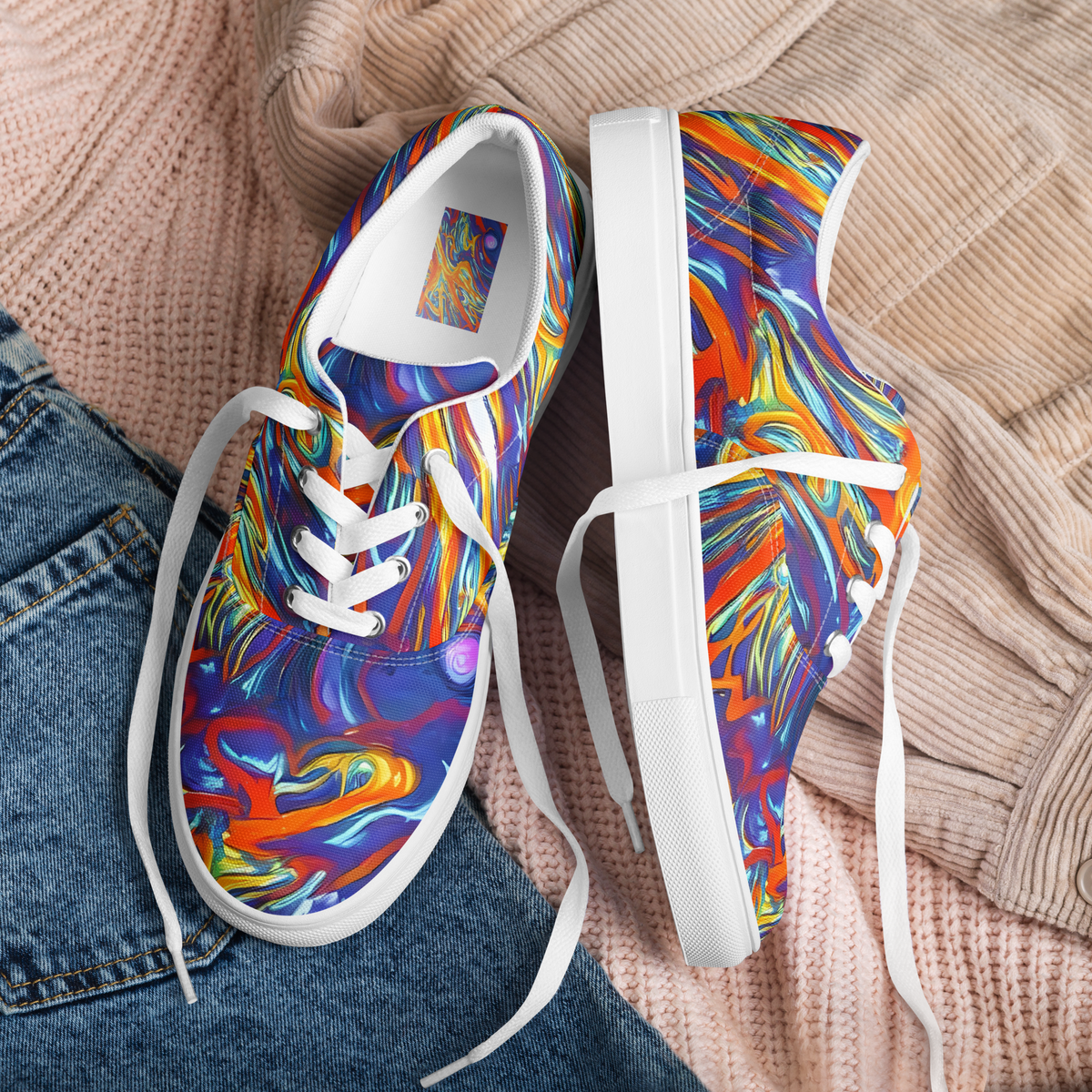 Men's Lace-Up Canvas Shoes - Galactic Ember