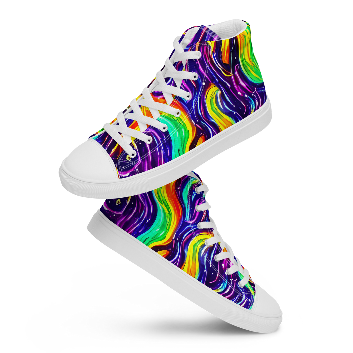 Women's High Top Canvas Shoes - Galactic Flames