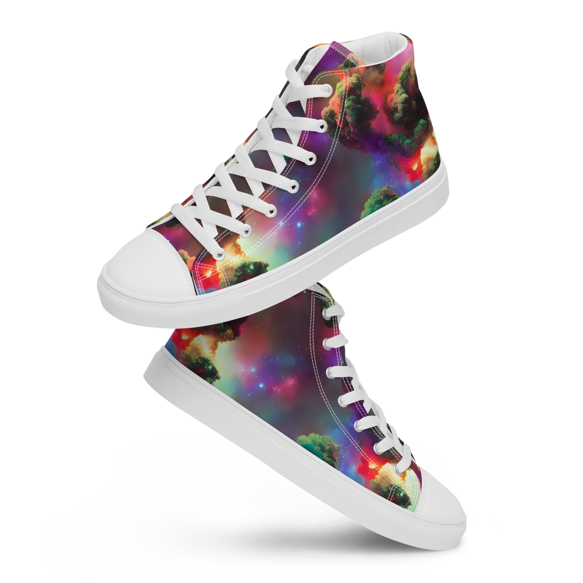 Men's High Top Canvas Shoes - Nebula Dreams