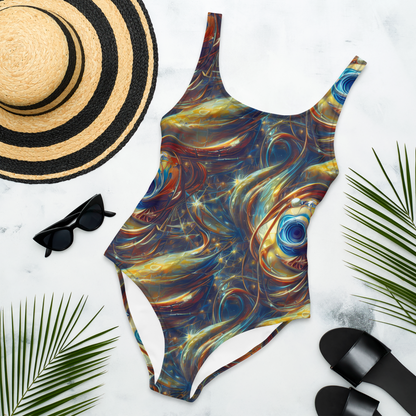 One-Piece Swimsuit - Celestial Vortex