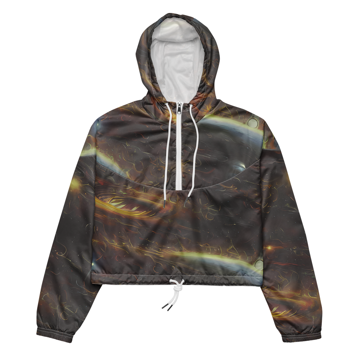 Women's Cropped Windbreaker - Quantum Illusions