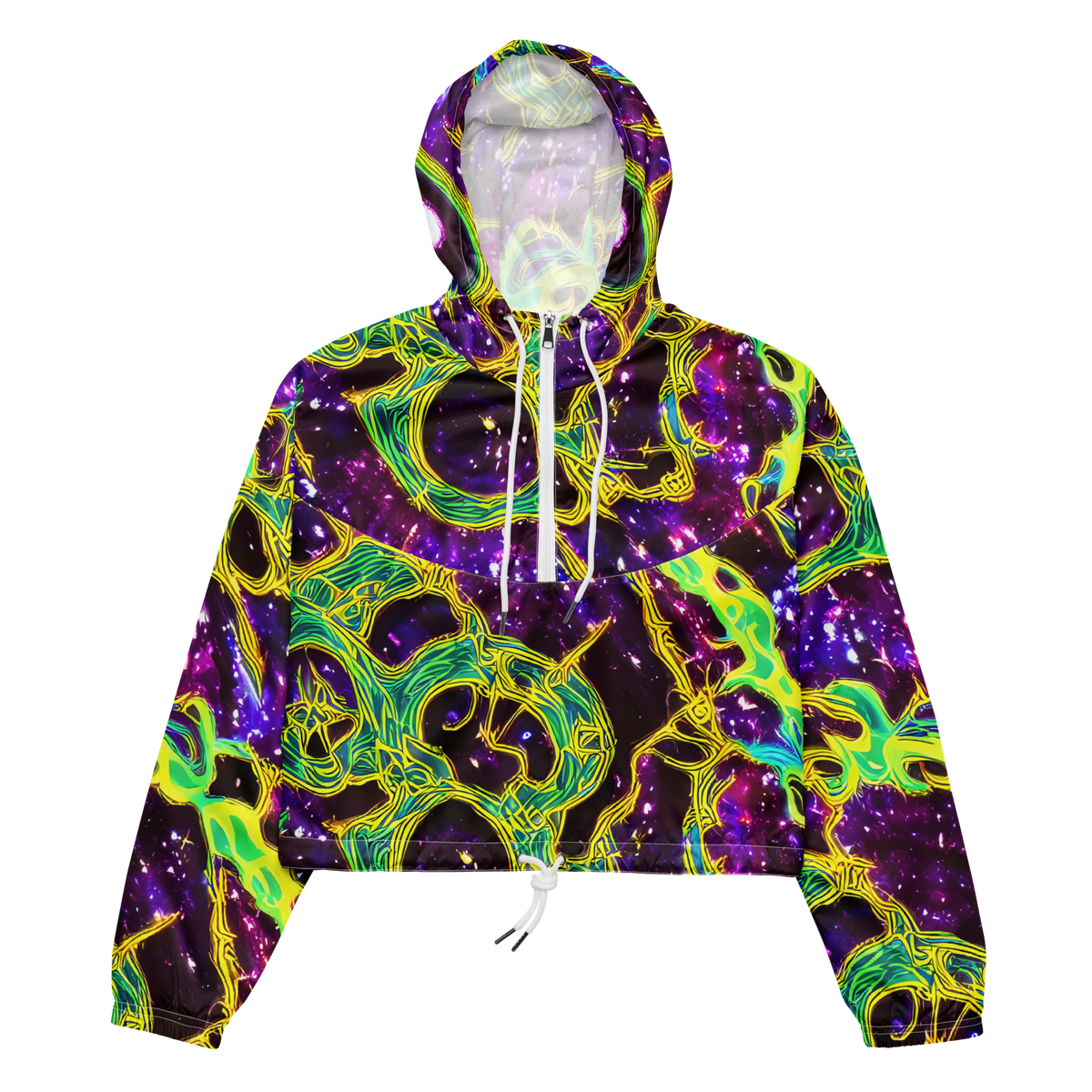Women's Cropped Windbreaker - Galactic Web