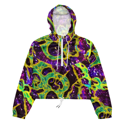 Women's Cropped Windbreaker - Galactic Web