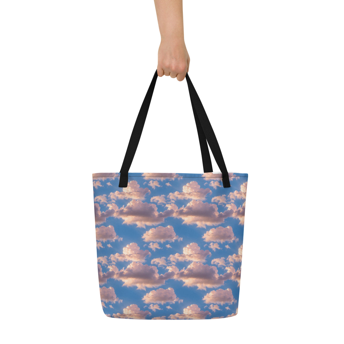 Large Tote Bag w/ Pocket - Cotton Candy Skies