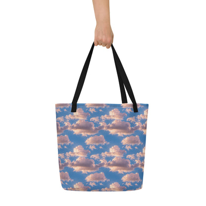 Large Tote Bag w/ Pocket - Cotton Candy Skies