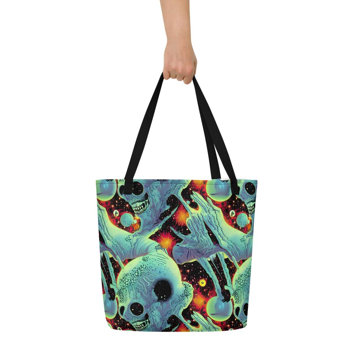 Large Tote Bag w/ Pocket - Galactic Grotesque